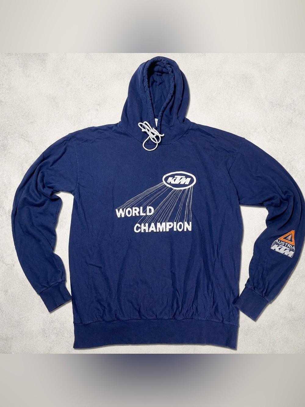 Vintage 80s Medallion KTM  World Champion Hooded Long Sleeve Shirt XL Made in US